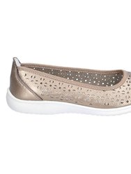 Womens/Ladies Anne Punched Detail Leather Pump - Bronze