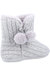 Womens/Ladies Apple Pom Pom Slippers - Gray