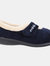 Womens/Ladies Capa Floral Touch Fasten Slippers - Navy