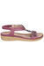 Womens/Ladies Caper Elastic T-Bar Sandal - Plum