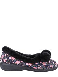 Womens/Ladies Goldfinch Floral Slippers - Black