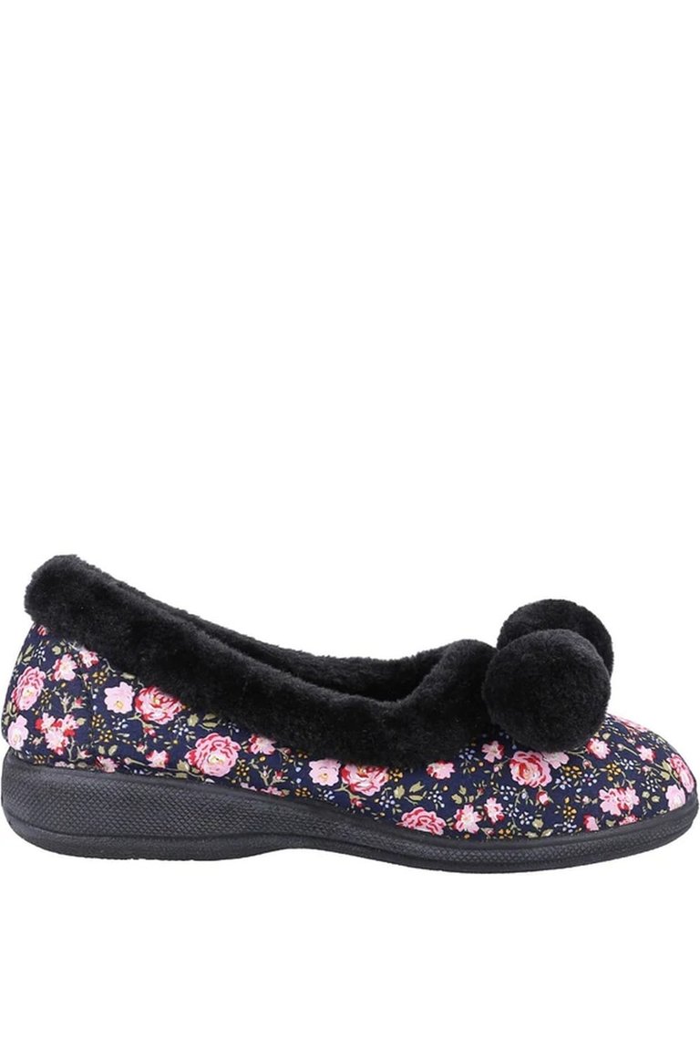 Womens/Ladies Goldfinch Floral Slippers - Black