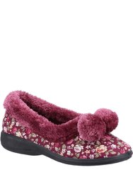 Womens/Ladies Goldfinch Floral Slippers - Burgundy - Burgundy