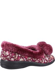 Womens/Ladies Goldfinch Floral Slippers - Burgundy