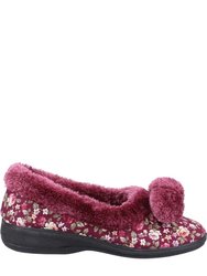 Womens/Ladies Goldfinch Floral Slippers - Burgundy