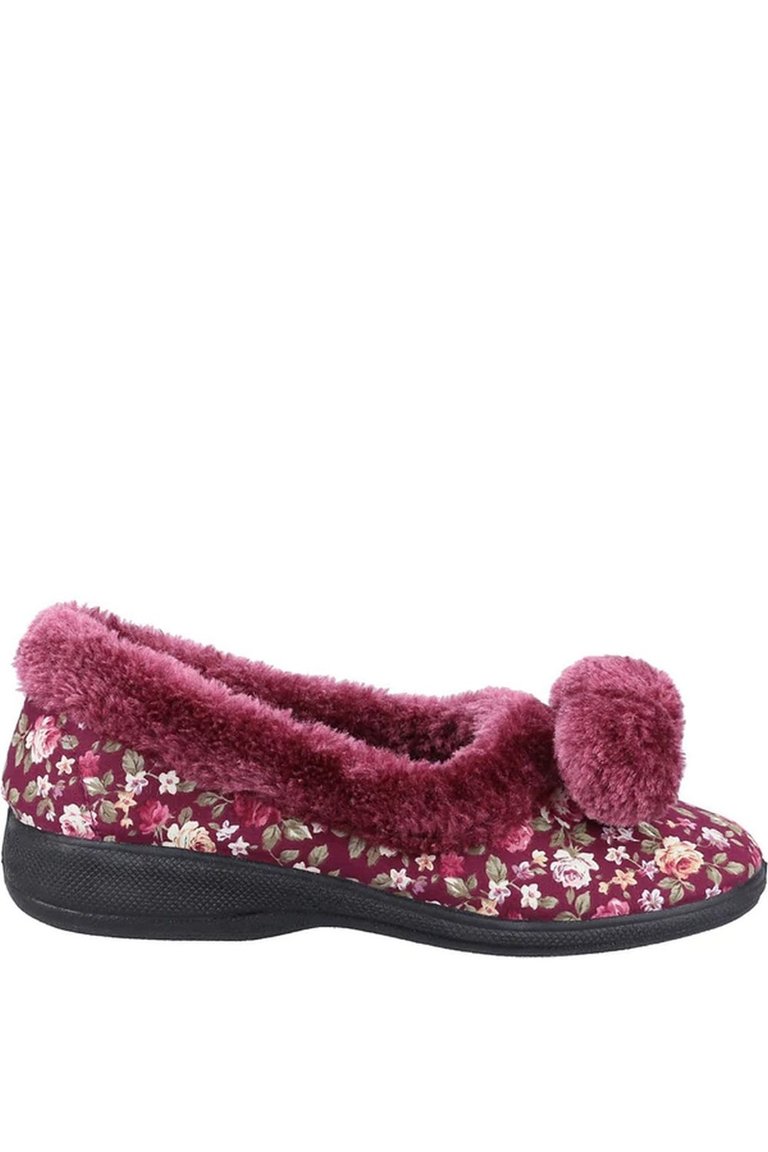 Womens/Ladies Goldfinch Floral Slippers - Burgundy