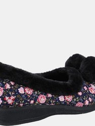 Womens/Ladies Goldfinch Floral Slippers - Navy