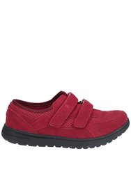 Womens/Ladies Jean Touch Fasten Suede Shoe - Bordo