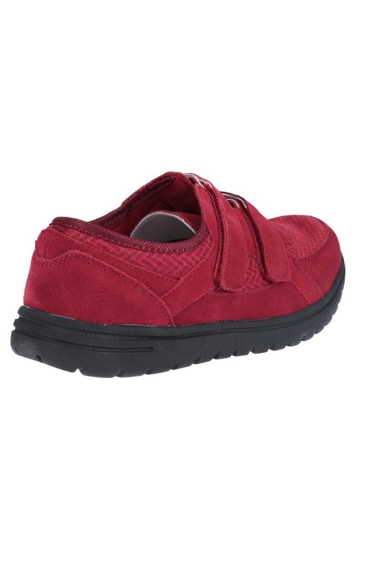 Womens/Ladies Jean Touch Fasten Suede Shoe - Bordo