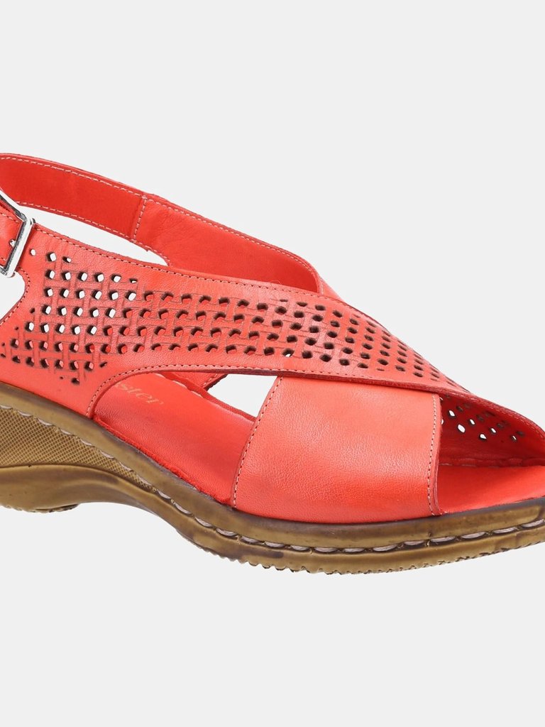 Womens/Ladies Judith Open Toe Leather Sandals - Red - Red