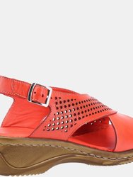 Womens/Ladies Judith Open Toe Leather Sandals - Red