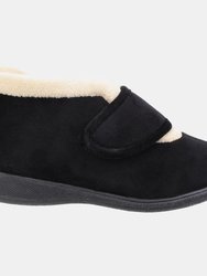 Womens/Ladies Levitt Touch Fasten Slippers - Black