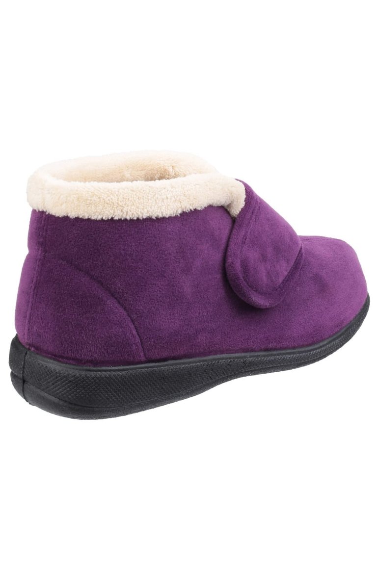 Womens/Ladies Levitt Touch Fasten Slippers - Plum