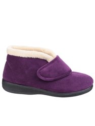 Womens/Ladies Levitt Touch Fasten Slippers - Plum