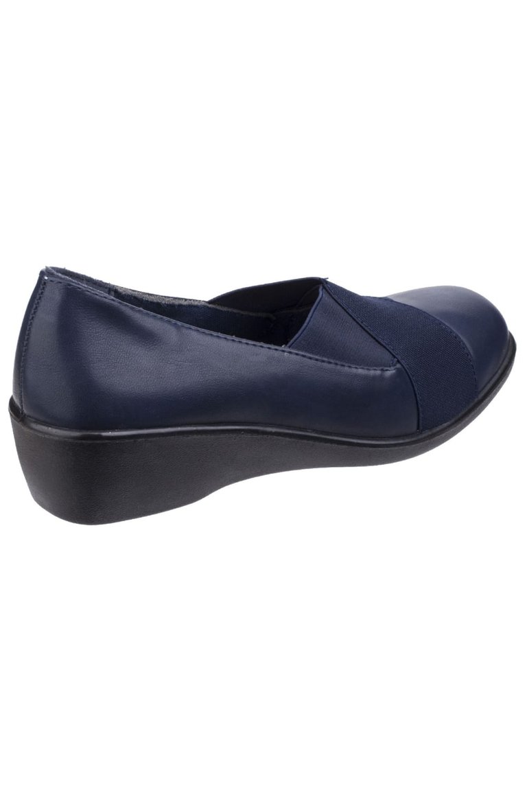 Womens/Ladies Limba Elasticated Wedge Shoes - Black