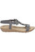 Womens/Ladies Magnolia Elastic T-Bar Leather Sandal - Gray