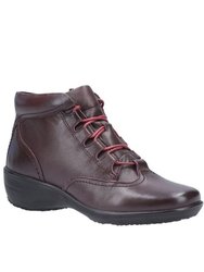 Womens/Ladies Merle Lace Up Leather Ankle Boot - Burgundy - Burgundy