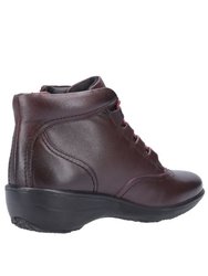 Womens/Ladies Merle Lace Up Leather Ankle Boot - Burgundy