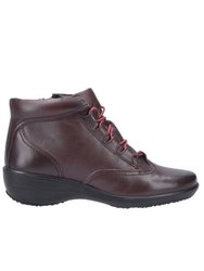 Womens/Ladies Merle Lace Up Leather Ankle Boot - Burgundy