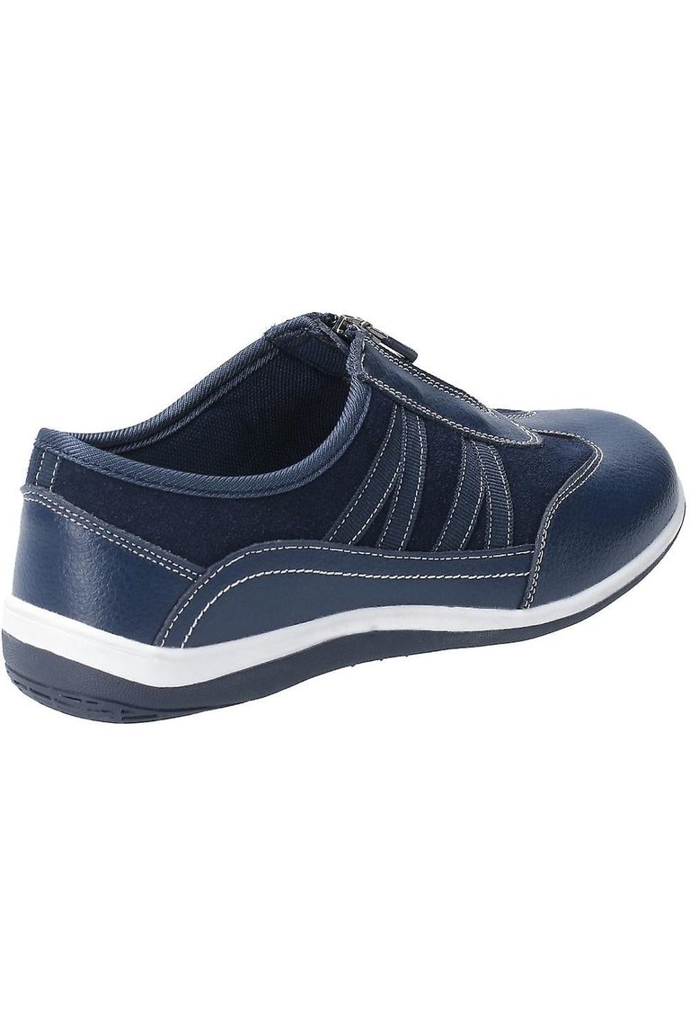 Womens/Ladies Mombassa Leather Slip On Shoe - Navy