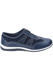 Womens/Ladies Mombassa Leather Slip On Shoe - Navy