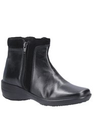 Womens/Ladies Mona Zip Ankle Leather Boot (Black) - Black