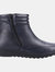 Womens/Ladies Morocco Twin Zip Leather Ankle Boots - Navy