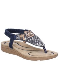 Womens/Ladies Mulberry Elastic Sandal - Navy - Navy