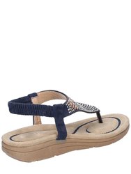 Womens/Ladies Mulberry Elastic Sandal - Navy
