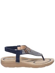 Womens/Ladies Mulberry Elastic Sandal - Navy