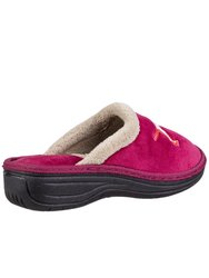 Womens/Ladies Nashville Slip On Slippers - Red