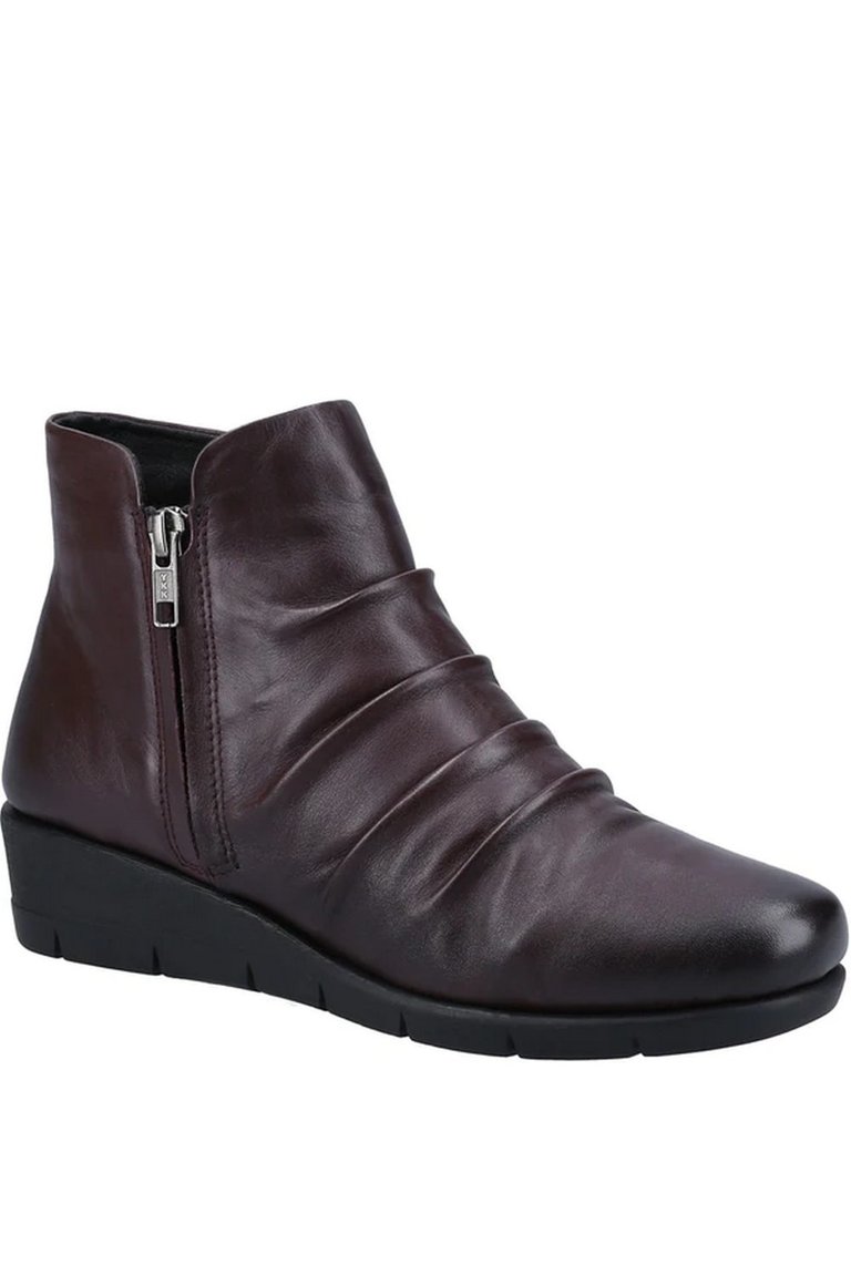 Womens/Ladies Plockton Leather Ankle Boots - Bordeaux