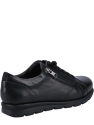 Womens/Ladies Polperro Leather Sneakers - Black