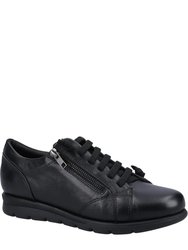 Womens/Ladies Polperro Leather Sneakers - Black