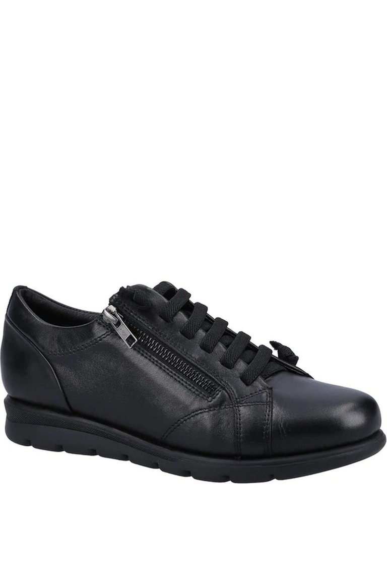 Womens/Ladies Polperro Leather Sneakers - Black