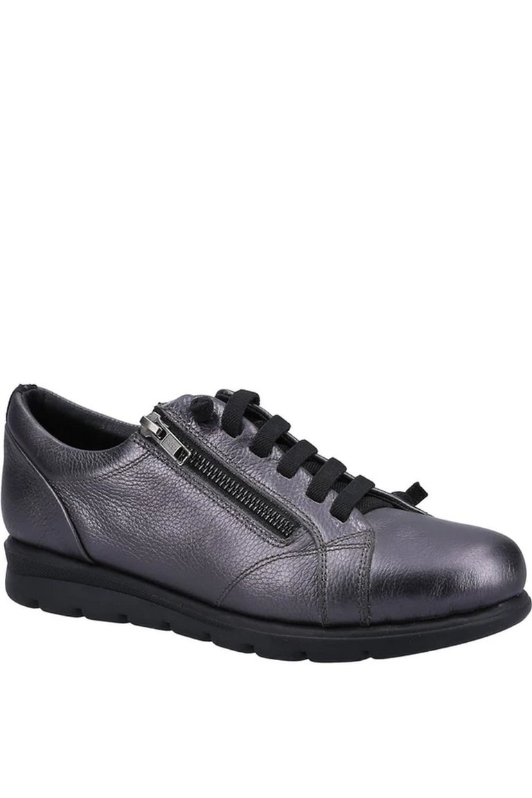 Womens/Ladies Polperro Leather Sneakers - Pewter