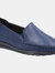 Womens/Ladies Shirley Leather Loafers - Navy - Navy