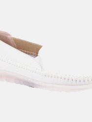 Womens/Ladies Shirley Leather Loafers (White) - White