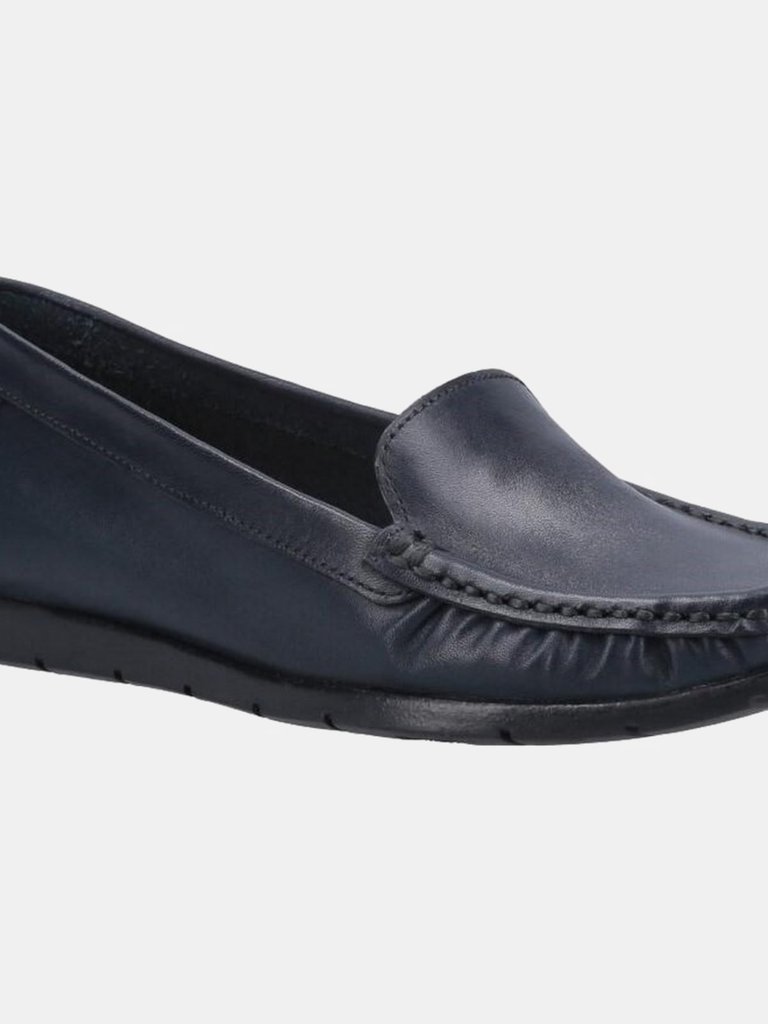 Womens/Ladies Tiggy Leather Loafers - Navy - Navy