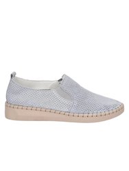 Womens/Ladies Tulip Leather Slip On Shoe - Gray