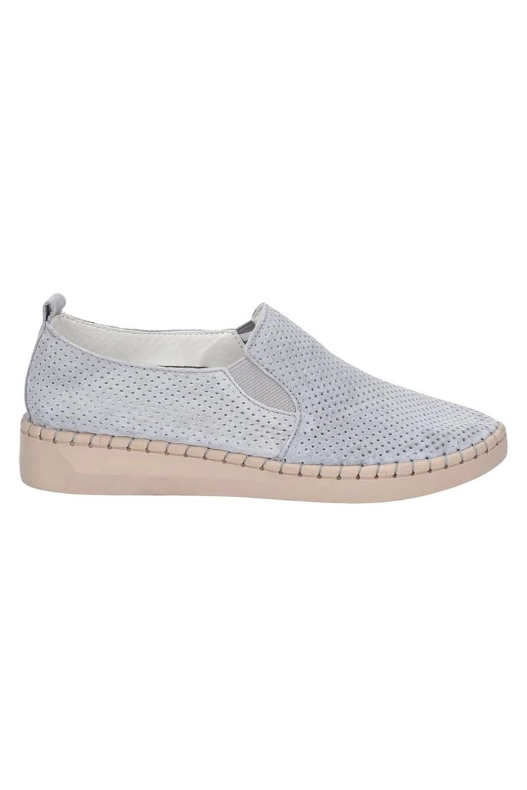 Womens/Ladies Tulip Leather Slip On Shoe - Gray