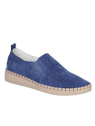 Womens/Ladies Tulip Leather Slip On Shoe - Navy - Navy