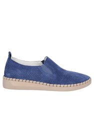 Womens/Ladies Tulip Leather Slip On Shoe - Navy