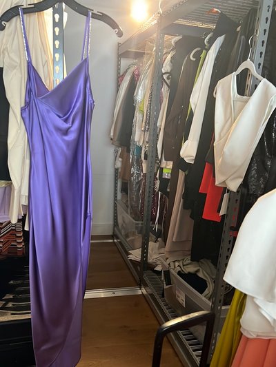 Fleur Du Mal Cowl Neck Dress With High Slit And Crystal Strap Details product