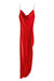 Cowl with High Slit Slip Dress - Rouge