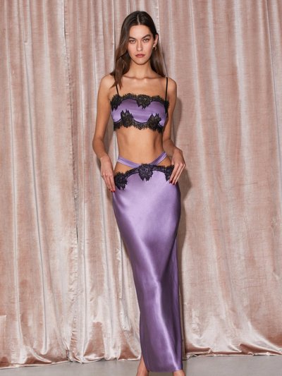 Fleur Du Mal Long Silk And Lace Cutout Skirt product