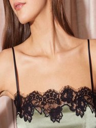Silk And Lace Bandeau Top Olive Green - Olive Green