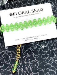 Signature CRISSxCROSS™ Bracelet In Pastel Green Dahlias - Luxe Edition