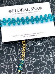 Signature CRISSxCROSS™ Bracelet In Teal Chrysanthemums With Luxe Edition