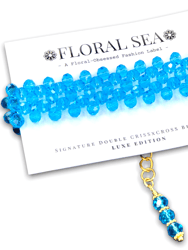 Signature Double CRISSxCROSS™ Bracelet In Bubbly Gerbera Daisies - Luxe Edition - Bright Blue